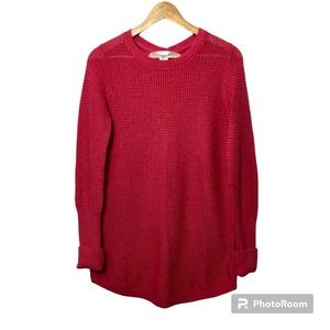 Max Studio Knit Sweater Womens Medium Long Sleeve Cotton Buttons Reddish Pink